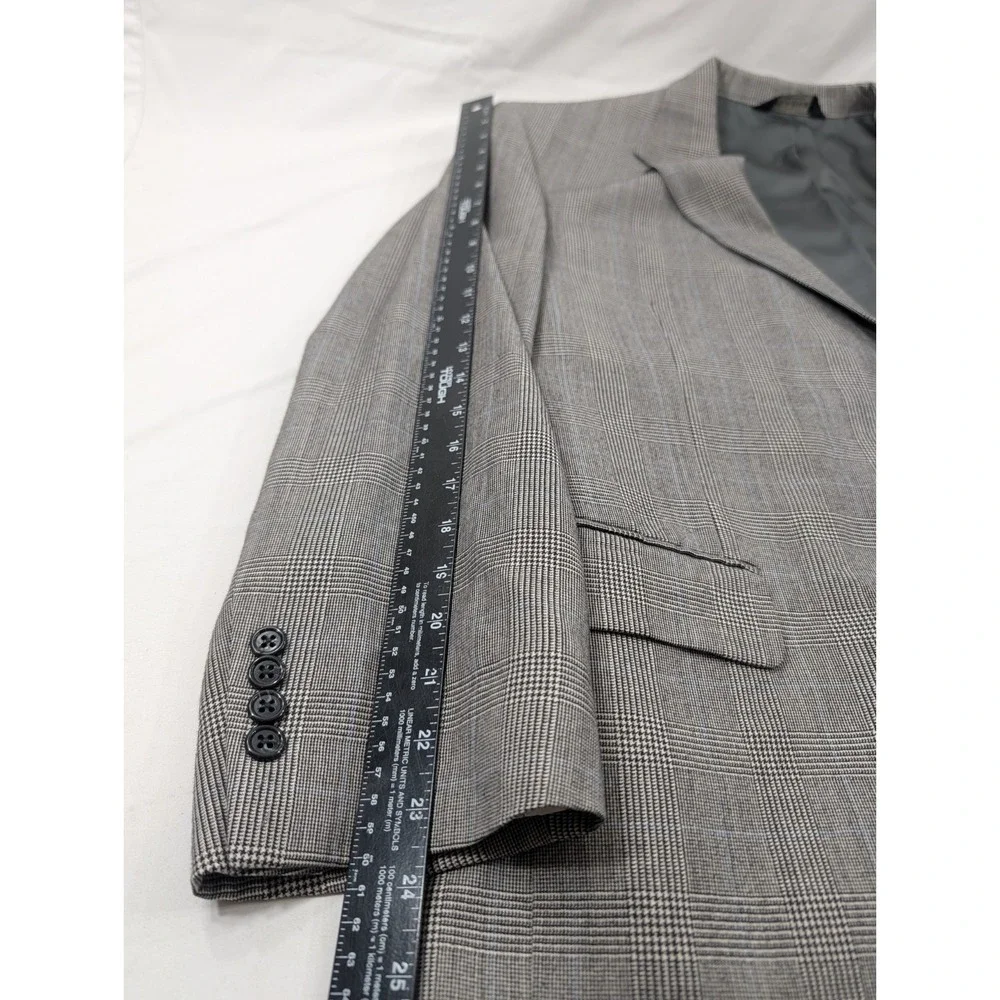 Jos. A. Bank Blazer Coat Suit Jacket 100%‎ Wool Glenn Check Plaid 46R 48
